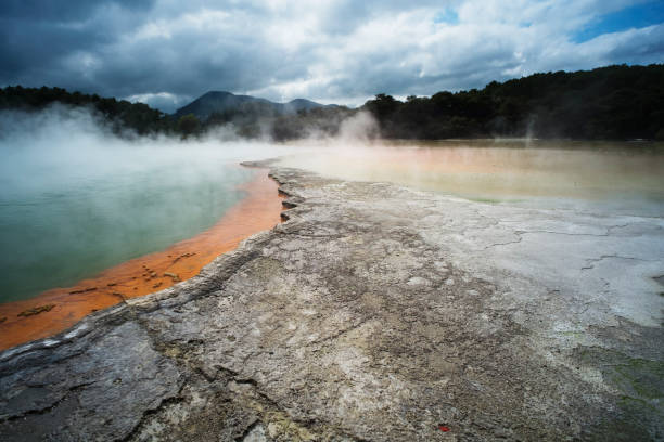 Photo of a landscape at the Wai-O-Tapu park in New Zealand North Island.