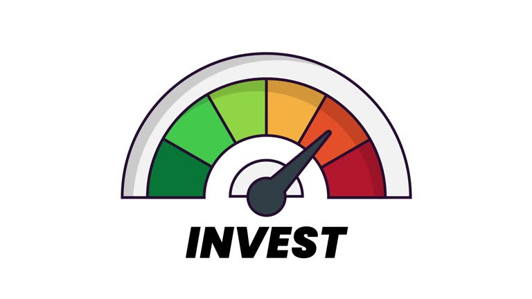 invest Level Measuring Device with arrow and scale.4K motion animation.