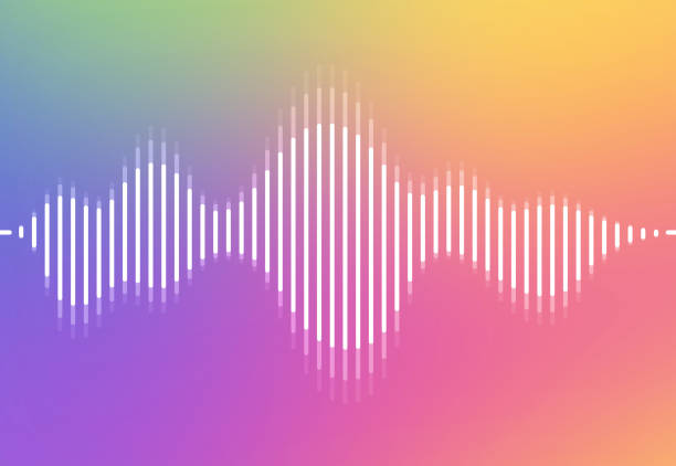 audio line podcast sound wave form gradient - wallpaper sample stock illustrations