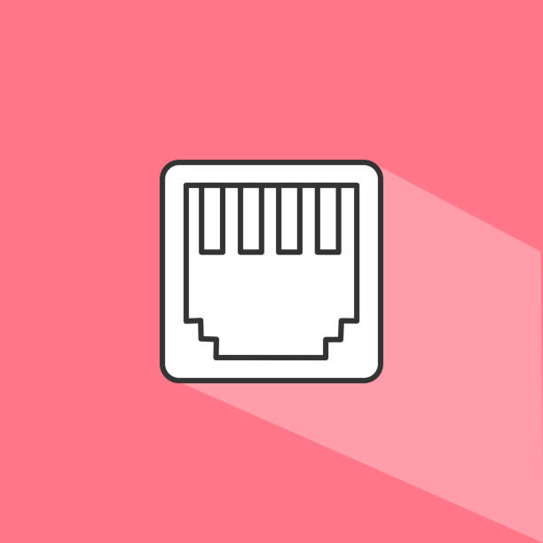 illustrazioni stock, clip art, cartoni animati e icone di tendenza di icona vettoriale ethernet in lineare, icona di contorno isolata su sfondo rosa. illustrazione vettoriale. - interconnect order connection white
