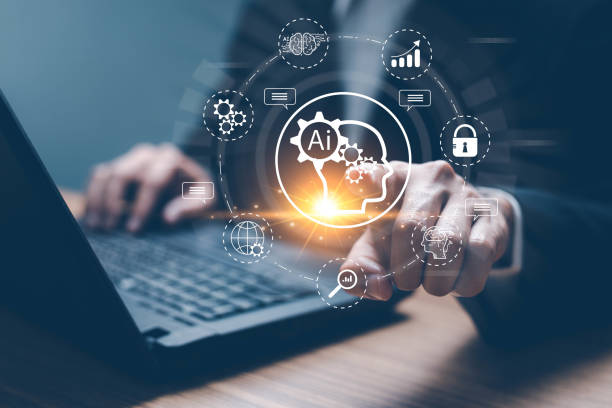 istock Chat with AI or Artificial Intelligence technology, business man use AI smart technology by inputting, deep learning Neural networks to understand, respond to user inputs. future technology 1496657038