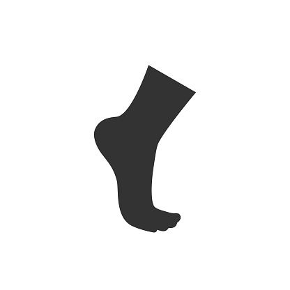 Foot on toes or podiatry flat style vector icon