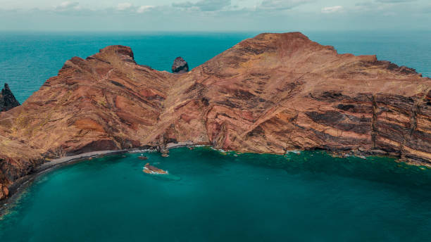 istock Peninsula, cape Ponta de Sao Lorenco in Atlantic ocean. Coastline with cliffs, rocks and sea. Madeira island, Portugal. Drone photography 1496671184