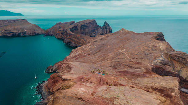 istock Peninsula, cape Ponta de Sao Lorenco in Atlantic ocean. Coastline with cliffs, rocks and sea. Madeira island, Portugal. Drone photography 1496671296