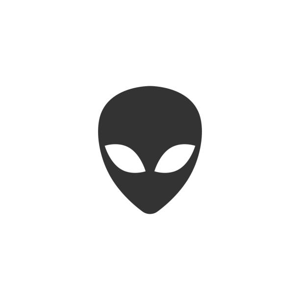 Black Alien icon isolated on white background. Extraterrestrial alien face or head symbol. Vector Illustration Black Alien icon isolated on white background. Extraterrestrial alien face or head symbol. Vector Illustration alien grey stock illustrations