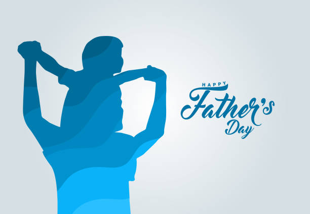 Father's day concept vector background. Happy Father's day concept vector background. Father giving son ride on back. Father and son with text happy father's day. fathers day fathers love day stock illustrations