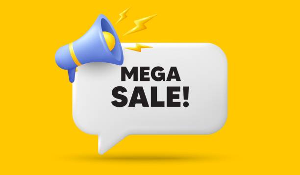 istock Mega Sale tag. Special offer price sign. 3d speech bubble banner. Vector 1496672921
