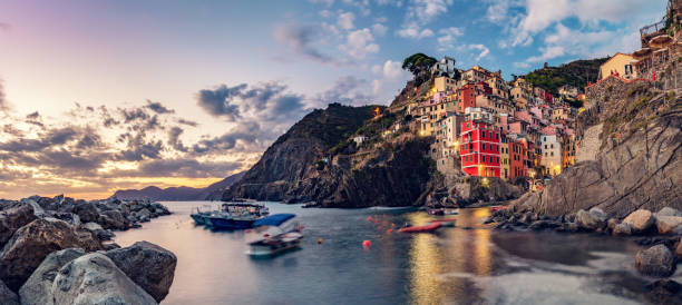 istock Riomaggiore in Cinque Terre, Italy panorama at sunset 1496688976
