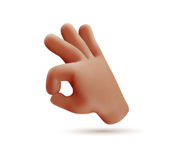 istock Vector illustration of hand gesture sign ok with finger on white color background. 3d style emoji design of man black skin hand 1496689095