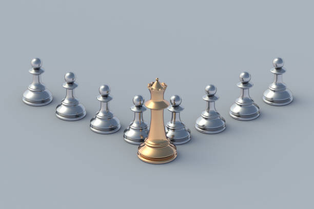 istock Leadership skill. Golden and silver chess figures. Teamwork and team building. Director of company. Team leader concept. Career growth. Talented employee. Influential worker. 3d render 1496690319