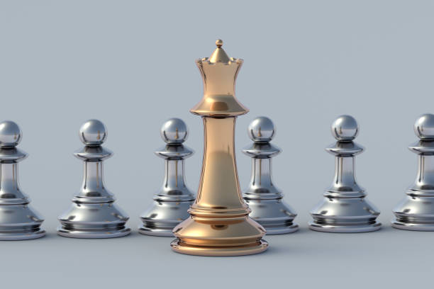 istock Talented employee. Golden and silver chess figures. Teamwork and team building. Leadership skill. Director of company. Team leader concept. Career growth. Influential worker. 3d render 1496690330