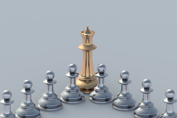 istock Innovative development. Golden and silver chess figures. Achievement of the goal. Successful strategy. Corporate relations. Referral program. Pinnacle of success. Business management. 3d render 1496690341