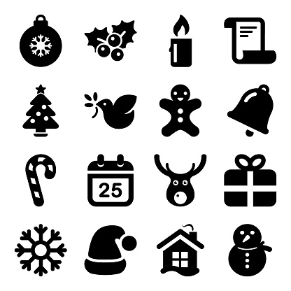 Christmas icon set in black