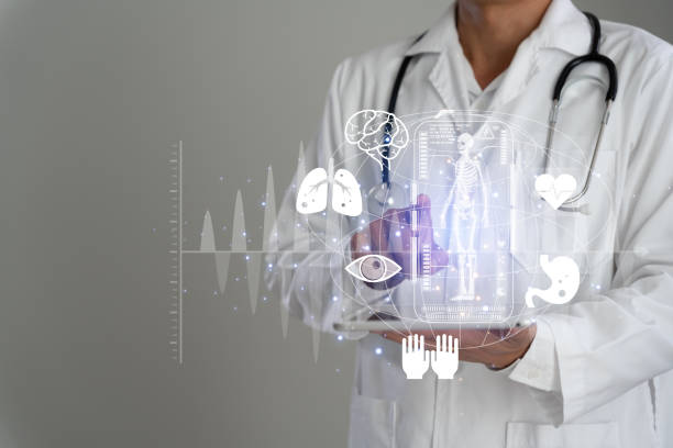 istock Electronic medical record on tablet technology, digital healthcare and network connection on modern future, Doctor diagnose digital patient record on virtual, health care, futuristic, diagnose 1496704100