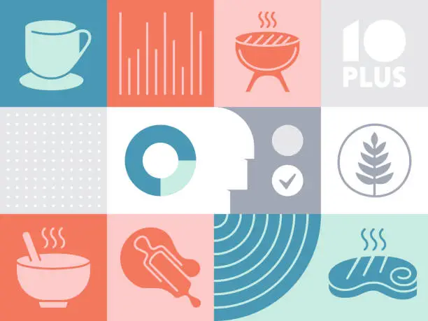 Vector illustration of Pattern Infographic with Icons for Food & Drink