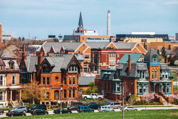 Vista a Detroit, Michigan - foto de stock