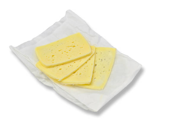Slices of Tilsit cheese stock photo