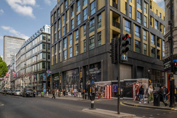 Oxford Street with pedestrians stock photo