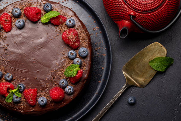 istock Chocolate cake dessert with fresh berries 1496715946