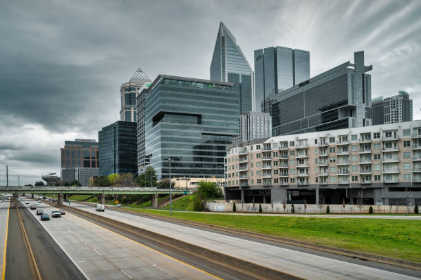 Dramatic windows and arches on Charlotte city buildings