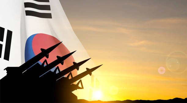 istock The missiles are aimed at the sky with South Korea flag 1496720707