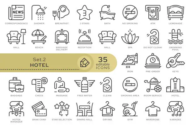 Vector illustration of set icons hotel 02