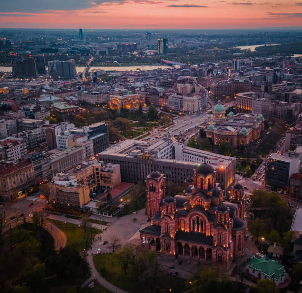 istock Belgrade city skyline at sunset 1496730743
