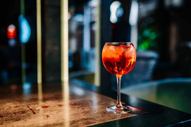 istock alcoholic cocktail in a glass stands on a table in a bar or restaurant 1496738496