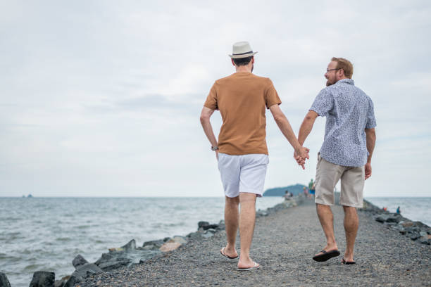 Gay couple on the beach