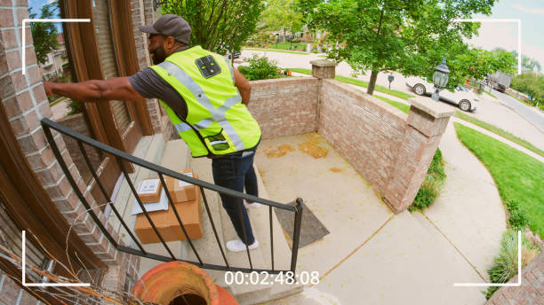 istock Home Security Camera Footage of Package Delivery 1496748175