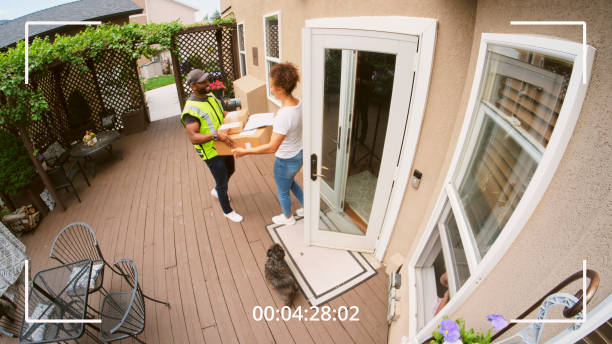Home Security Camera Footage of Package Delivery