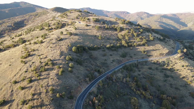The twisty curvy mountain road leading to the top of the mountain