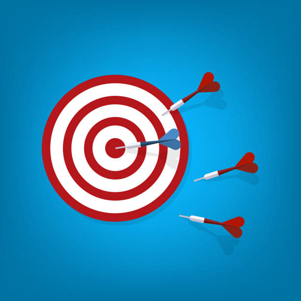istock Red darts missed hitting target and only blue one hits the center. Business challenge failure and success concept. 1496751081