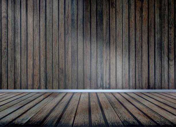 istock Wooden interior with light and shade as background 1496754119