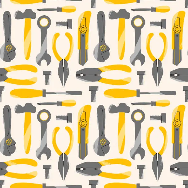 Vector illustration of Seamless pattern with repair working tools.