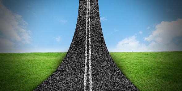 Arrow Road Going Up to the Sky. way to success Concept