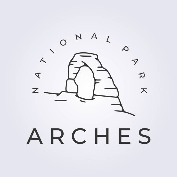 ilustrações, clipart, desenhos animados e ícones de arcos símbolo do parque nacional marco ícone vetor ilustração design - arches national park illustrations