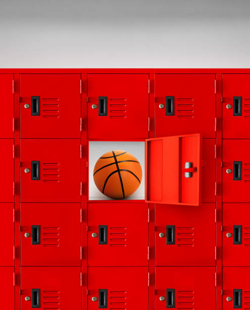 istock Basketball in a red locker or an open gym locker. 1496765021