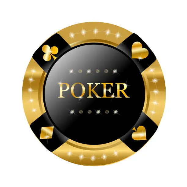 Vector illustration of Poker gold casino chip