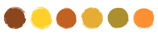 ilustrações de stock, clip art, desenhos animados e ícones de vector set of round creative shapes in earthy brown, mustard, green and orange colors, abstract graphic design elements for package and product design - ceramic backgrounds splotches beige