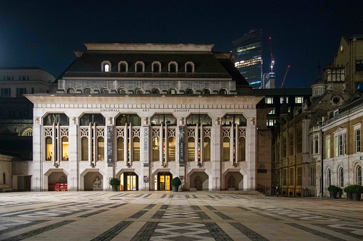 London, United Kingdom - January 14, 2022: Guildhall Art Gallery at Night