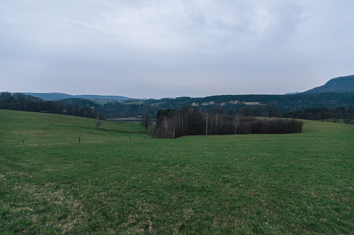 Landscape of National Nature Reserve Mohelen Snake Steppe, Educational trail, Trebic, Vysocina Czech Republic