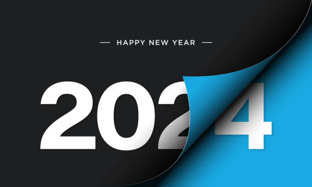 2024 frohes neues jahr hintergrundgestaltung. - neujahr stock-grafiken, -clipart, -cartoons und -symbole