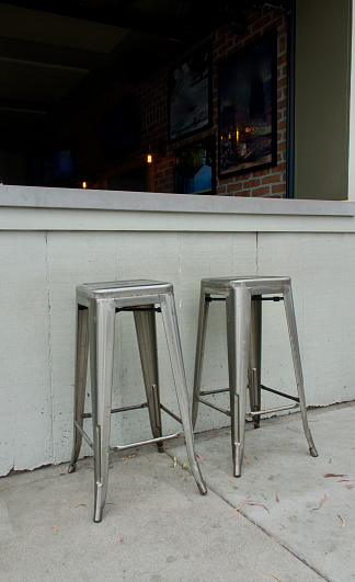 Pair of old fashioned metal farmhouse bar stools