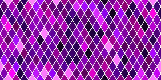Vector illustration of Harlequin seamless pattern in purple and white colors