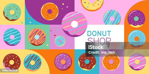 istock Colorful donuts icons, graphic elements and illustrations collection 1496784508