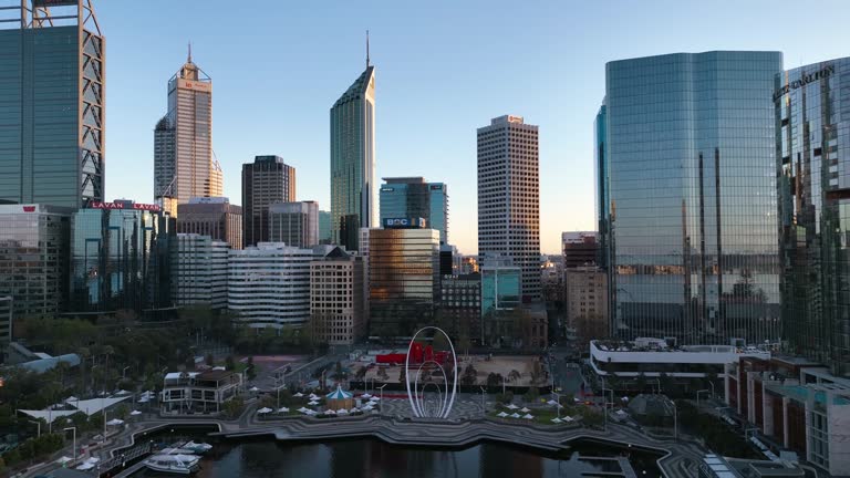 Aerial view of Perth City, Western Australia, Australia.