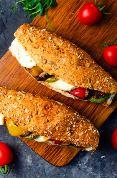 istock Grilled Vegetables and Mozzarella Cheese Sandwiches, Panini, Delicious breakfast or snack, Clean eating, Dieting 1496793507