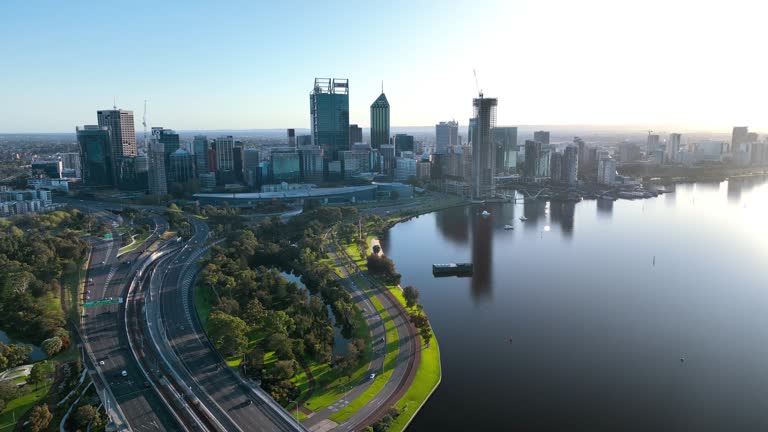 Aerial view of Perth City, Western Australia, Australia.