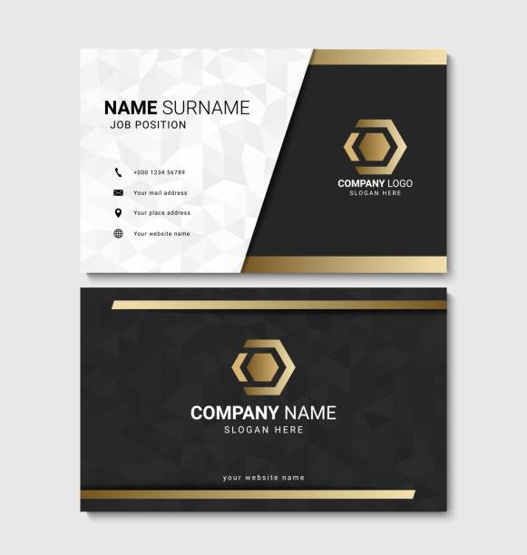 stockillustraties, clipart, cartoons en iconen met modern business card design. elegant business card template with abstract geometric texture. vector - visitekaartje